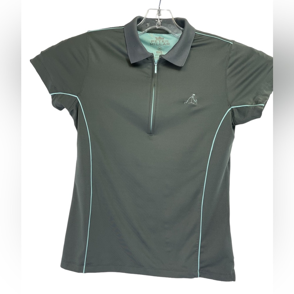 Peter Millar E4 Wicking Womens Sz Medium Grey 1/4 zip Pullover Shirt (R29) NW/OT